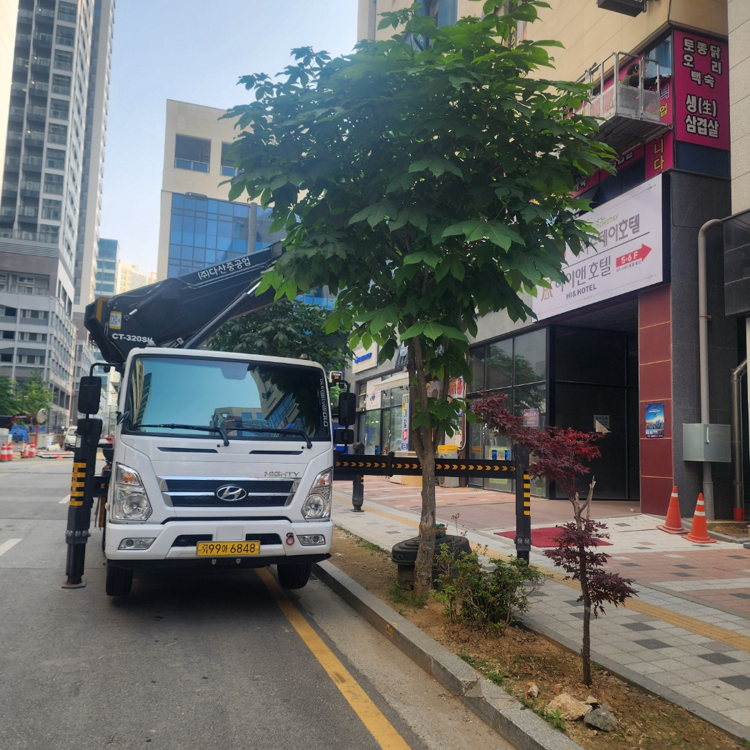 의왕 초평동 간판 LED 스카이차 작업