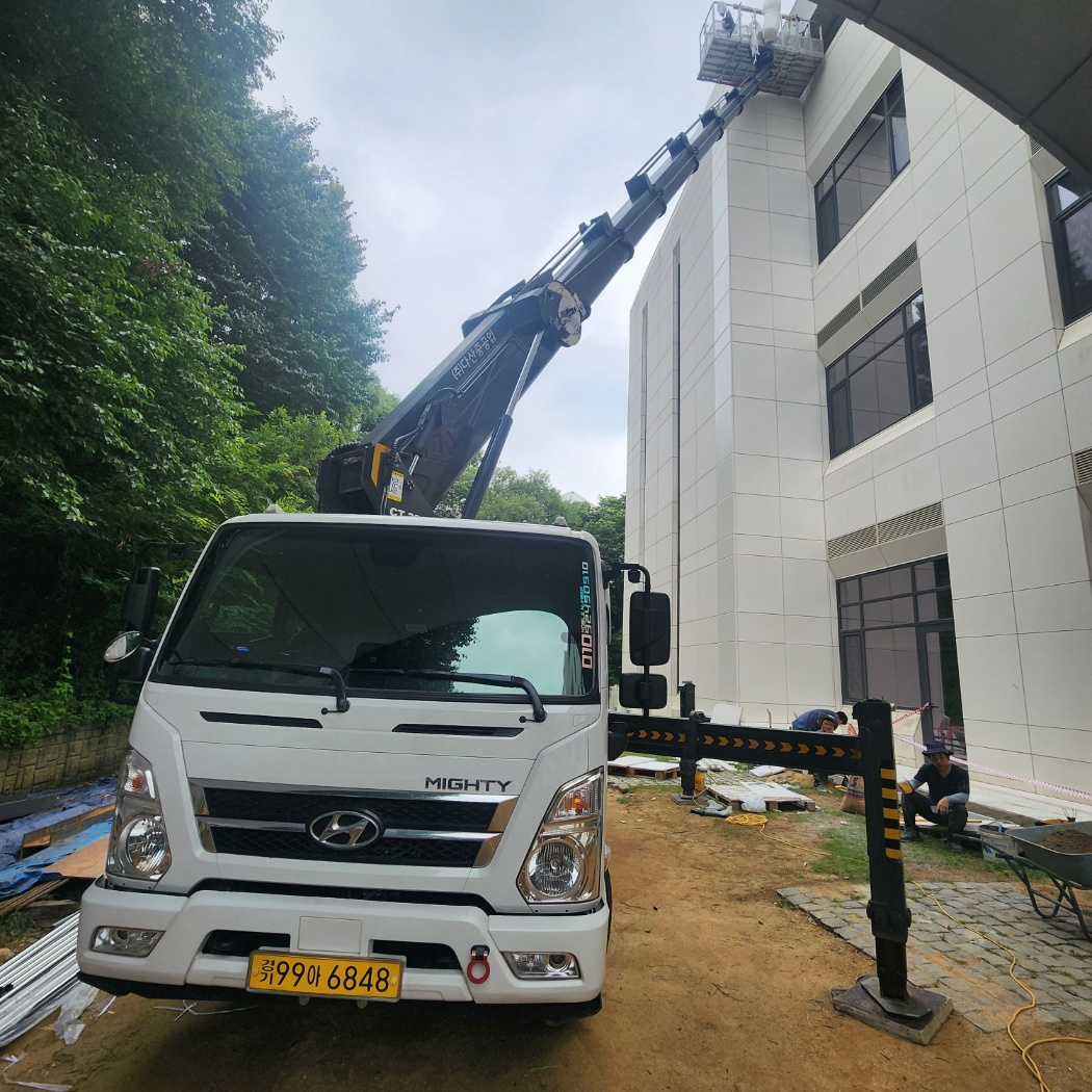 의왕 고천동 외벽 도색 스카이차 작업