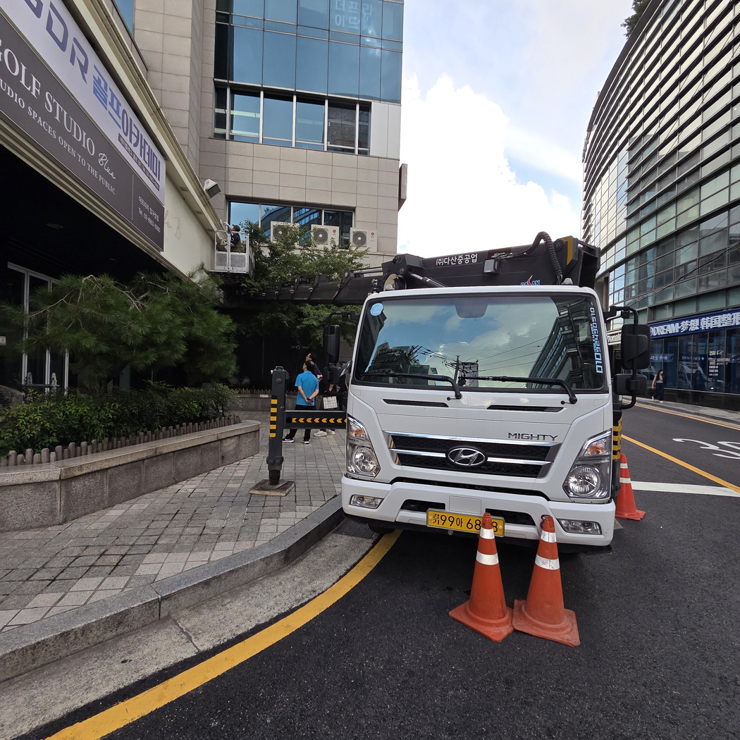 의왕 오전동 실외기 양중 스카이차 작업